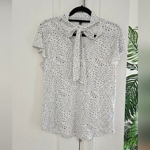 Adrianna Papell Black and White Shirt with Tie Front